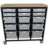 Storwerks Mobile Workbench Storage Station w/Wood Top -15 StorSystem Trays-Grey CE2103DGGC-6S6D3TLG